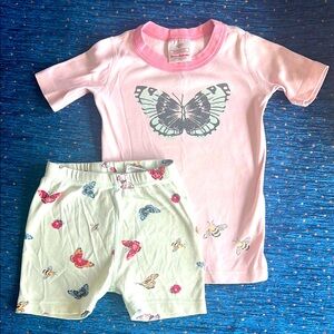 Hanna Andersson Pink and Green Butterfly, bee and ladybug summer pajama set